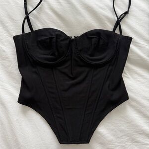 White Fox Black Corset Top